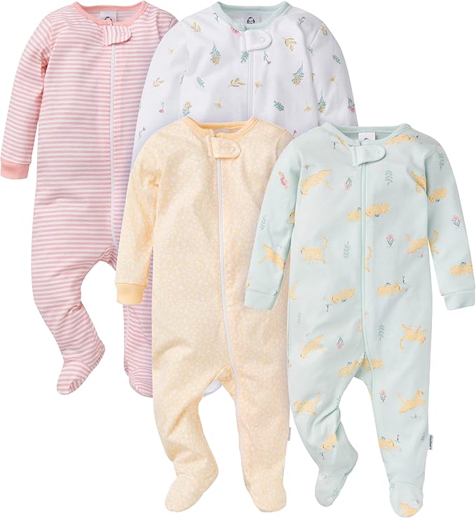 Gerber Baby Girls 4 Pack Sleep 'N Play Footie