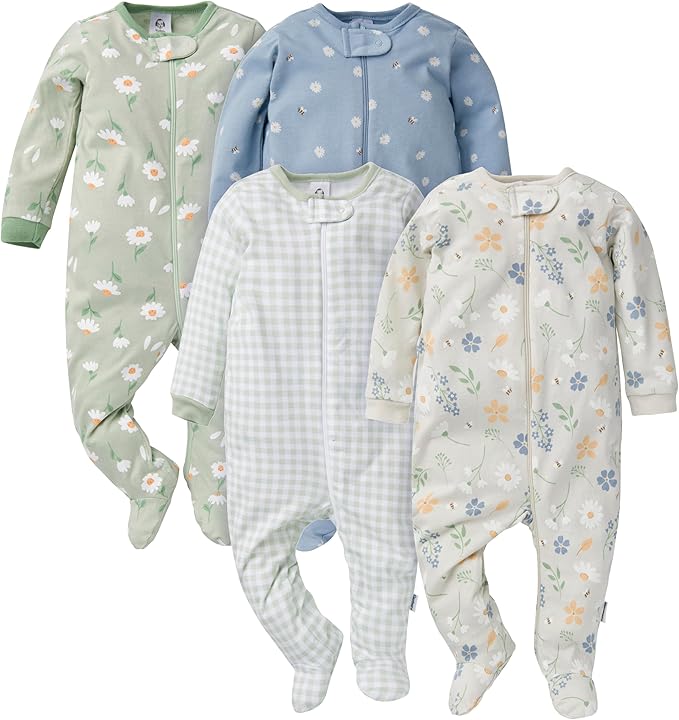 Gerber Baby Girls 4 Pack Sleep 'N Play Footie