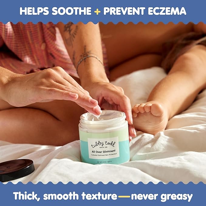 TUBBY TODD All Over Ointment - Baby Eczema Cream, Everyday Multi-Purpose Sensitive, Dry, Irritation Baby Skin Relief Cream, Steroid & Gluten Free, Fragrance Free, 3.5 oz & 8oz, 2 Pack