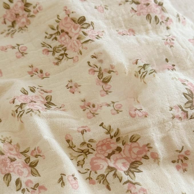 BuLuTu Muslin Toddler Kids Pillowcases Standards Size Pillow Cases for Toddlers Bed, Pink Floral Girls Boys Pillow Covers Fit for Children Pillow Sized 20"x26", Envelope Closure