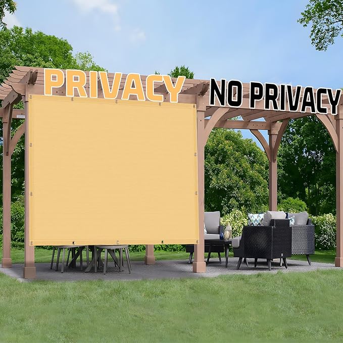 SUNNY GUARD Shade Cloth Custom Size 3x3 FT Sun Shade Screen Fabric Shade Cover Tarp with Grommets for Pergola Backyard Garden, Sand(We Customized)