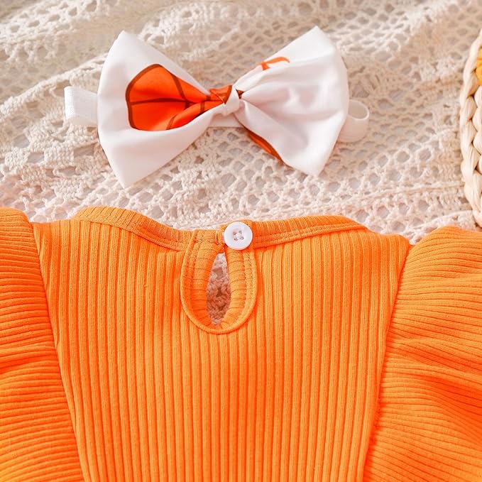 Chichoo Baby Girl Clothes Infant Fall Winter Outfits Newborn Long Sleeve Romper Dress Ruffle Bodysuit With Headband