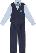 Nautica Boys' 4-Piece Formal Suit Set with Vest, Pants, Collared Dress Shirt, and Tie