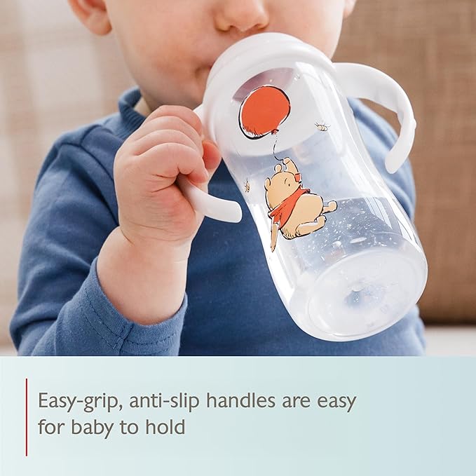NUK Learner Cup, 10 Oz, Pack of 2, Pooh Bear – Soft Spout, Easy-Grip Handles, BPA Free, Spill Proof Transition Sippy Cup