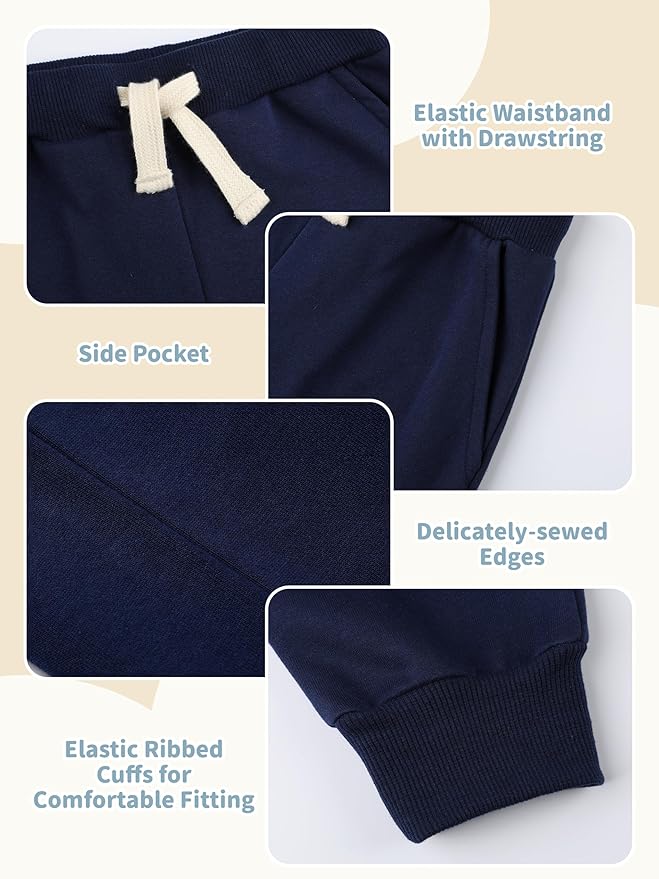 HXP 3 Pack Toddler Sweatpants Cotton Toddler Boys Girls Unisex Sweatpants Pants with Pocket Drawstring