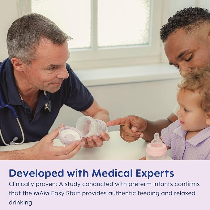 MAM Easy Start Anti-Colic Baby Bottle 9 oz, Medium Flow, Breastfeeding-Like Silicone Nipple Bottle, Reduces Colic, Gas, & Reflux, Easy-to-Clean, BPA-Free, Vented Baby Bottles for Newborns, 2+ Months
