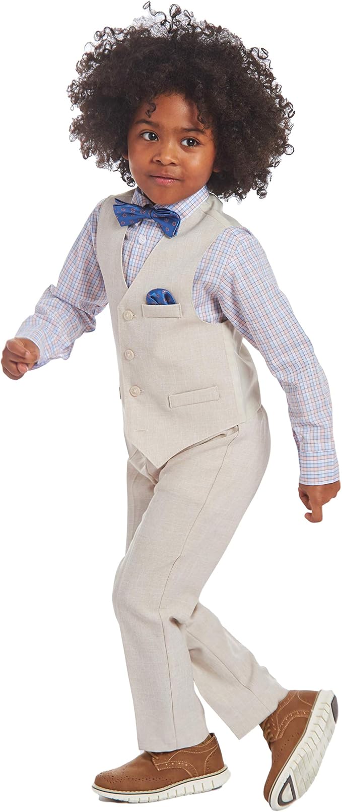 Nautica Boys' 4-Piece Formal Suit Set with Vest, Pants, Collared Dress Shirt, and Tie