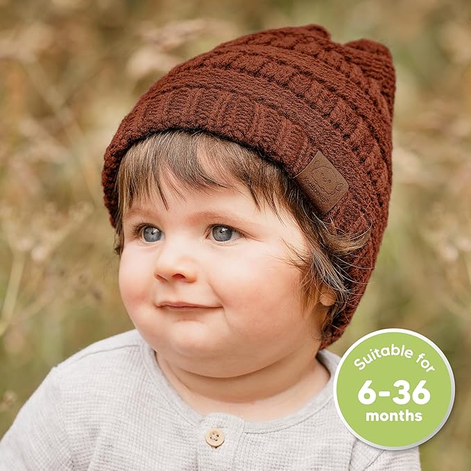 3-Pack Baby Beanies for Boys, Girls - Stretchy Knit Baby Hats, Cute Newborn & Toddler Winter Hat, Soft & Warm Infant Beanie 6-36 Months (Gust, M)