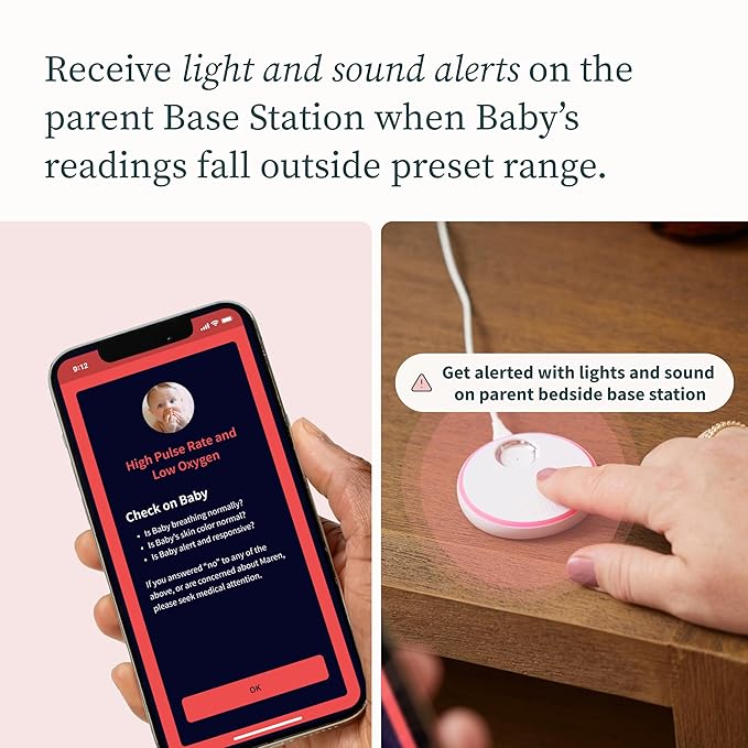 Dream Sock – Smart Wearable Baby Monitor, Infant Pulse Oximeter Tracks Oxygen & Heart Rate | Parents Receive Alerts, Sleep & Health Insights via App | Dusty Rose