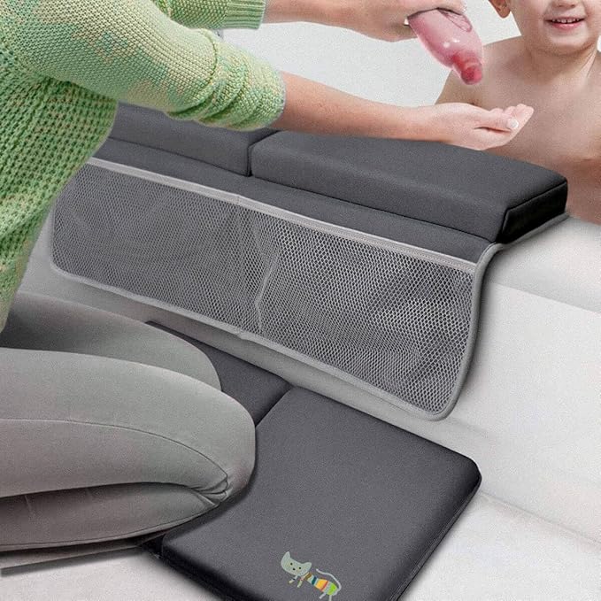 Bath Kneeler and Elbow Rest Pad Bath Kneeler Baby Bath Mat Kneeling Pad Bath Toy Organizer for Tub Kneeling Pad for Bathing Baby Memory Foam