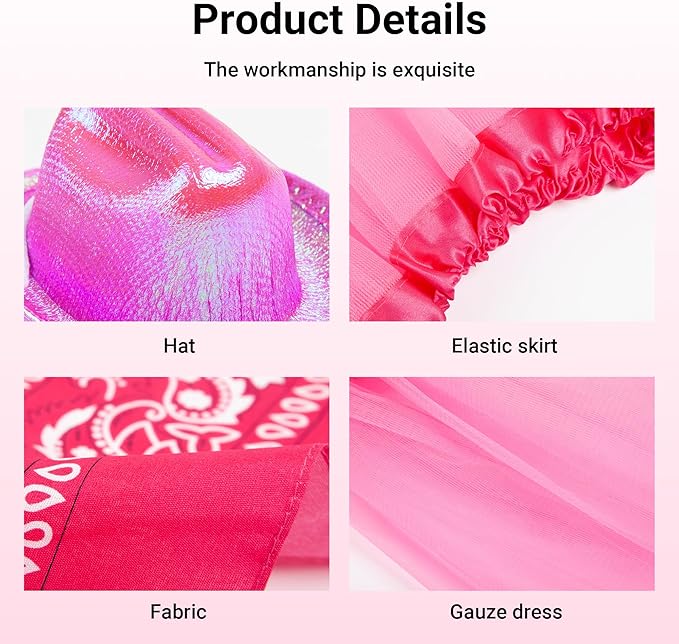 Porch Goose Outfits for 17" & 23" Lawn Goose – Pink Cowgirl Porch Goose Clothes Set with Skirt & Scarf – Western Goose Statue Outfit for Outdoor Porch Decoration