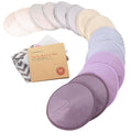 Organic Nursing Pads - 14 Washable Viscose Derived from Bamboo Breastfeeding Pads, Wash Bag, Reusable Breast Pads for Breastfeeding, Nipple Pads for Breastfeeding Essentials (Violet, L 4.8")