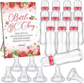 TrelaCo Cool Baby Shower Games Wooden Bottle Chug Sign Strawberry Theme Gift Sets and 12 Pcs Baby Bottle Shower Favor for Rustic Kraft Games Gender Reveal