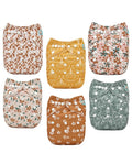 ALVABABY Baby Cloth Diapers 6 Pack with 12 Inserts Cloth Diaper Covers Adjustable Washable Reusable for Baby Girls and Boys 6DM130A