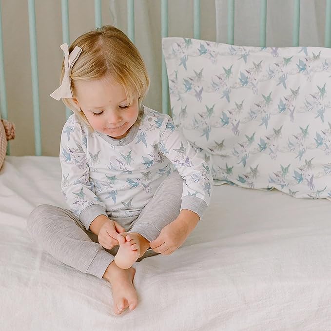 Nest Designs Toddler Pillow with Bamboo Viscose Pillowcase - Cloud Ponies, Medium