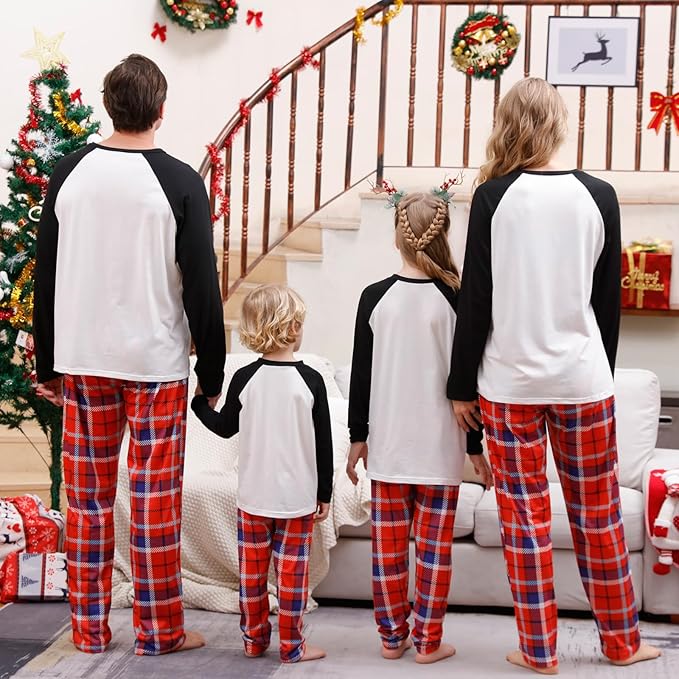 Awoscut Christmas Family Matching Pajamas Christmas Pjs Holiday Nightwear Sleepwear Sets Long Sleeve Pjs