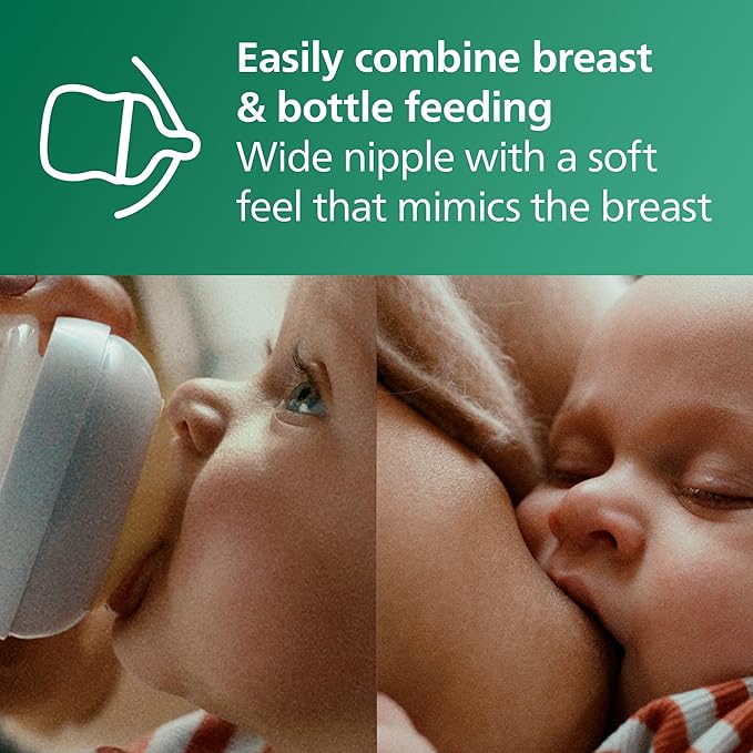 Philips Avent Natural Glass Baby Bottle with Natural Response Nipple (Medium Flow, Flow 3), 8oz, SCY913/01