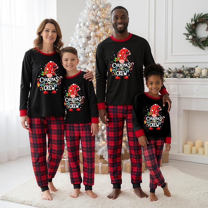 Awoscut Christmas Family Matching Pajamas Christmas Pjs Holiday Nightwear Sleepwear Sets Long Sleeve Pjs