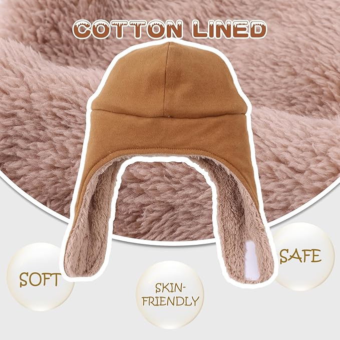 Bear Baby Winter Hat Toddler Earflap Beanie Unisex Infant Snow Cap Warm Fleece Kids Trapper Hats for Girls Boys 0-36M