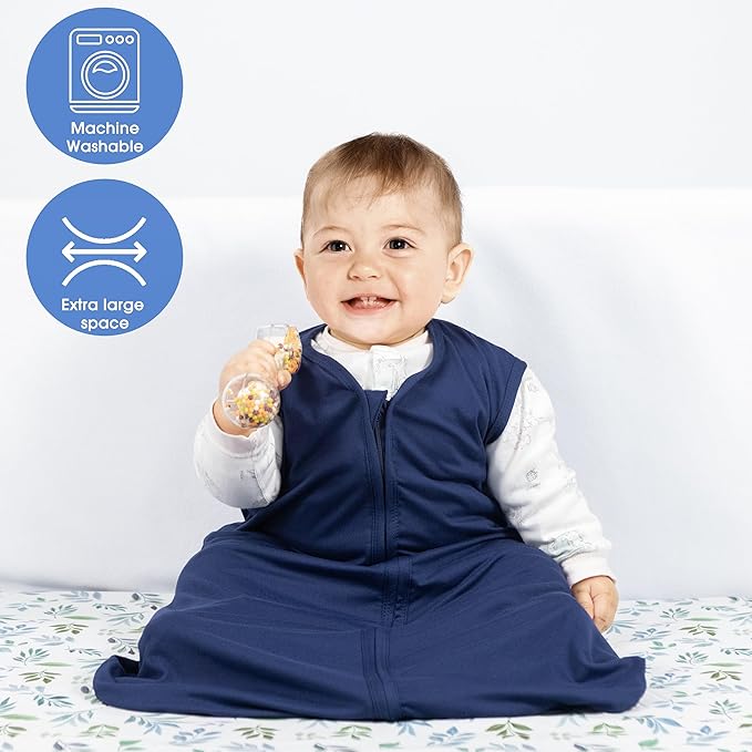Baby Sleep Sack 18-24 Months Baby Wearable Blanket 100% Rayon Cotton 2-Way Zipper Toddler Sleeping Sack，Comfy Soft Lightweight TOG 0.3(Cyan)