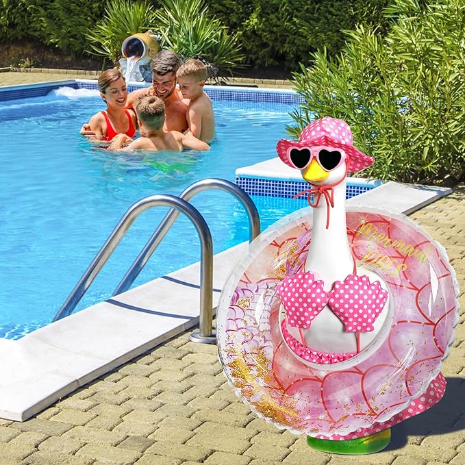 Summer Bikini Porch Goose Outfits, 23 Inch Hawaiian Goose Clothes for Cement Goose, Porch Goose Summer Outfit for Outdoor Garden Yard Decor