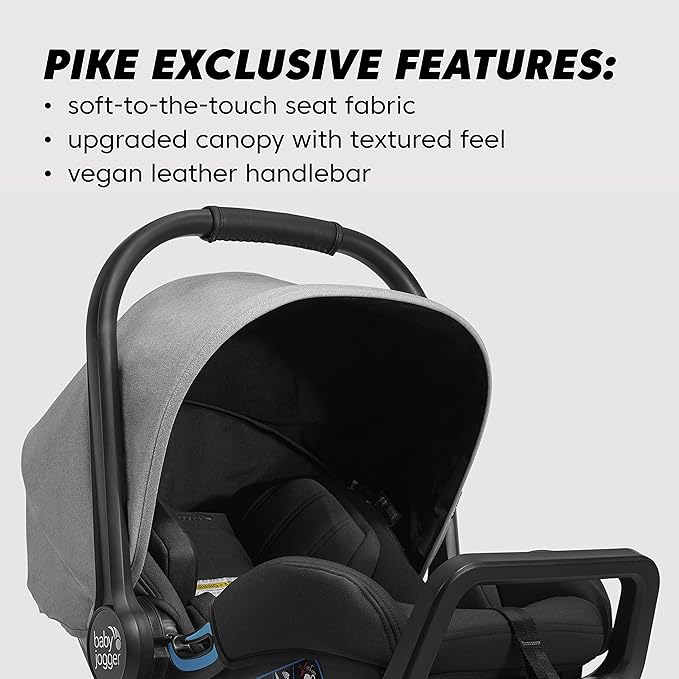 Baby Jogger City Go 2 Infant Car Seat, Pike Exclusive Includes Leatherette Handlebar and Premium Fabrics for a Safe and Comfortable Ride from Day One
