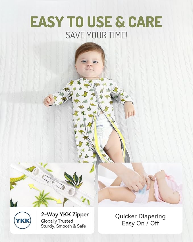 HAPIU Rayon from Bamboo Baby Footed Pajamas, 2 Way Zipper YKK, Footie for Baby Boy Girls, Newborn-24 Months