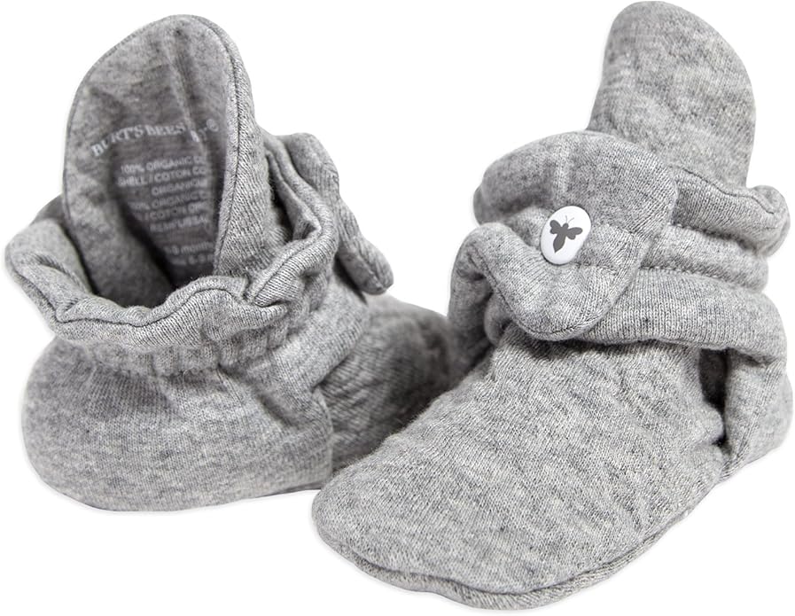 Burt's Bees Baby Unisex Booties Organic Cotton Newborn Essentials Shoes for Infants