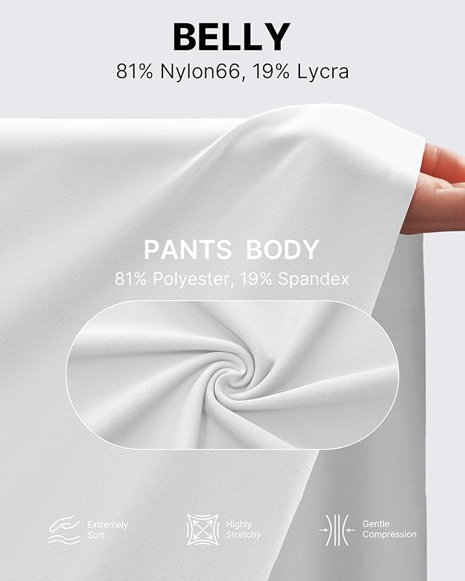 G4Free Maternity Pants Over The Belly Yoga Dress Work Pregnancy Pants Stretchy Lounge Wide Leg Trousers with Pockets