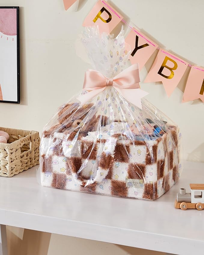 Checkered Diaper Caddy Organizer with Portable Changing Mat - Teddy Fleece Diaper Organizer for Changing Table - Caddy Organizer with Removable Dividers - Light Taupe and White