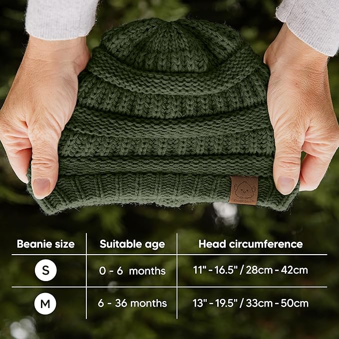 3-Pack Baby Beanies for Boys, Girls - Stretchy Knit Baby Hats, Cute Newborn & Toddler Winter Hat, Soft & Warm Infant Beanie 6-36 Months (Urban, M)