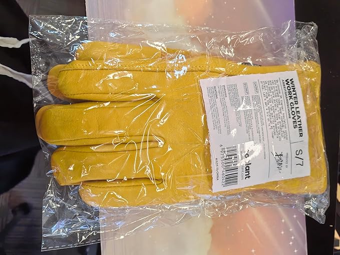 Winter Leather Work Gloves, Warm Thinsulate Lining for Cold Weather Work, 100% Full Grain Cowhide with Abrasion and Puncture Resistance, Size Small