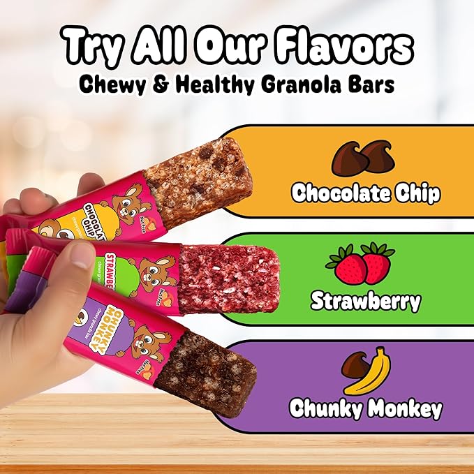 Snakkidz Organic Chewy Granola Bar, Allergen Free, Made with Avocado Oil, Low Sugar (15 Bars, Chocolate Chip)