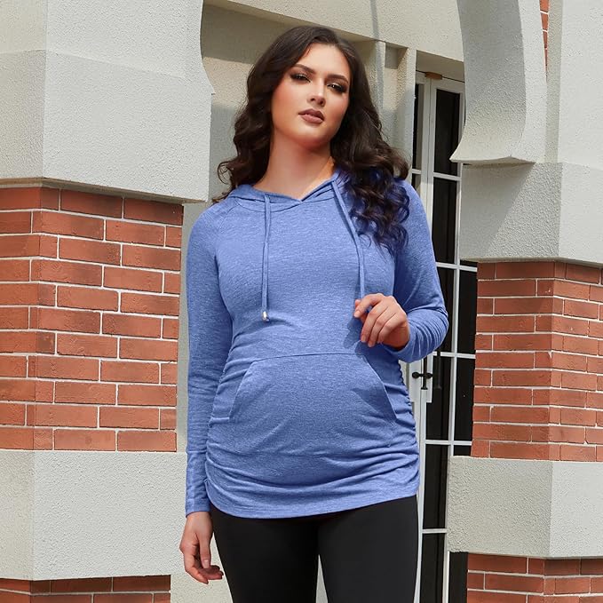 GINKANA Maternity Hoodie Long Sleeves Shirts Casual Maternity Top Pregnancy Sweatshirt Casual Clothes