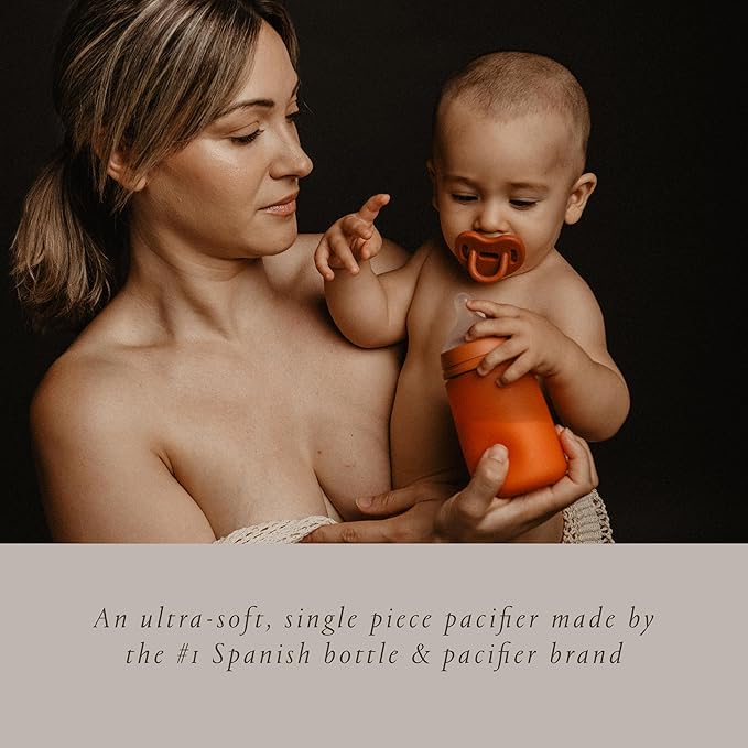 Color Essence SX PRO Silicone Baby Pacifier 1Pk, Made with 100% Soft Silicone, Baby Essentials Perfect for Breastfeeding Babies, Designed in Spain, 0-6 Mths, Bright Mustard