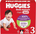 Huggies Size 3 Baby Diapers, Little Movers HuggFit 360° Baby Diapers with 360° Waistband, Size 3 (16-28 lbs), 76 Count, Packaging May Vary
