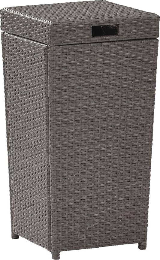 Crosley Furniture Palm Harbor Resin Wicker Outdoor Trash Can With Lid for Backyard, Patio, Deck, Balcony, Gray