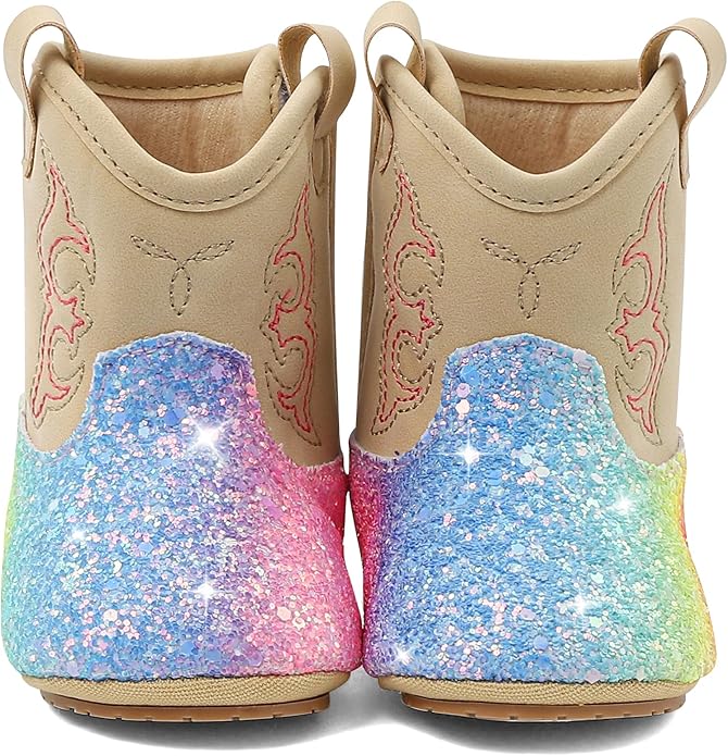 MK MATT KEELY Leather Western Boots Cowboy Bootie Soft Sole Non-Slip Crib Shoes for Baby Infant Toddler Girls Boys Newborn