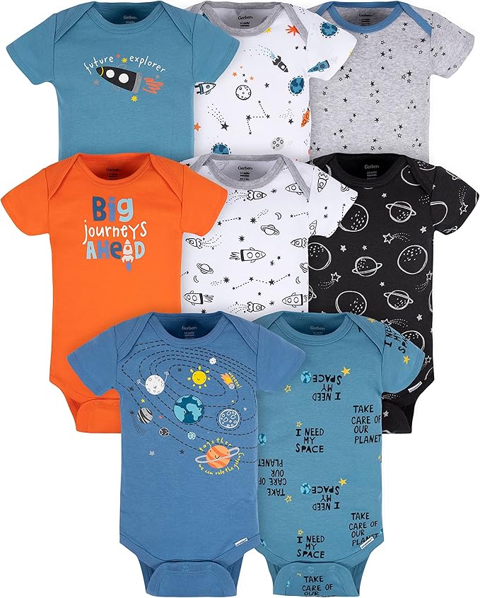 Gerber baby-boys 8-pack Short Sleeve Onesies Bodysuits