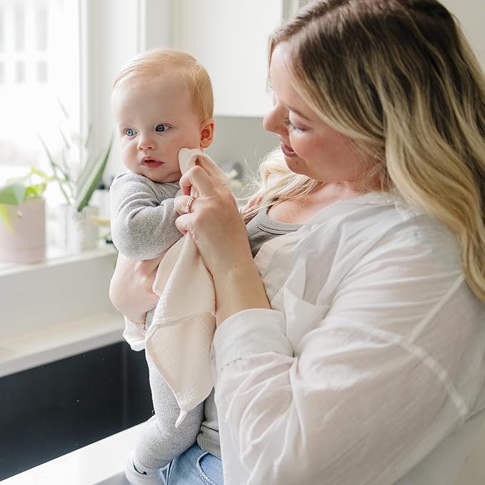 Konssy Baby Muslin Washcloths 7-Pack, 100% Cotton Baby Bath Washcloths, Soft & Absorbent Wash Cloths and Burp Cloths for Newborn Kids Girls & Boys, 11x11 inches