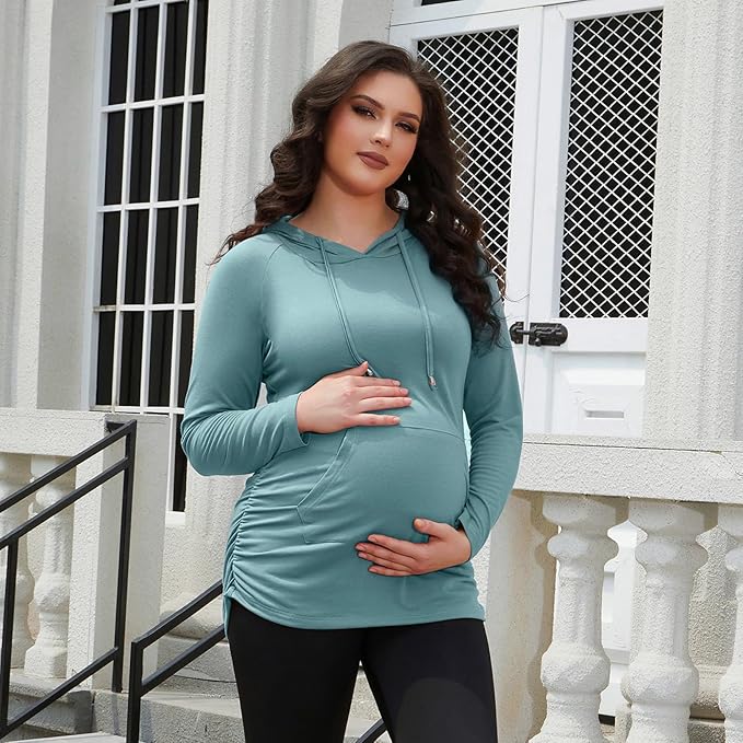 GINKANA Maternity Hoodie Long Sleeves Shirts Casual Maternity Top Pregnancy Sweatshirt Casual Clothes