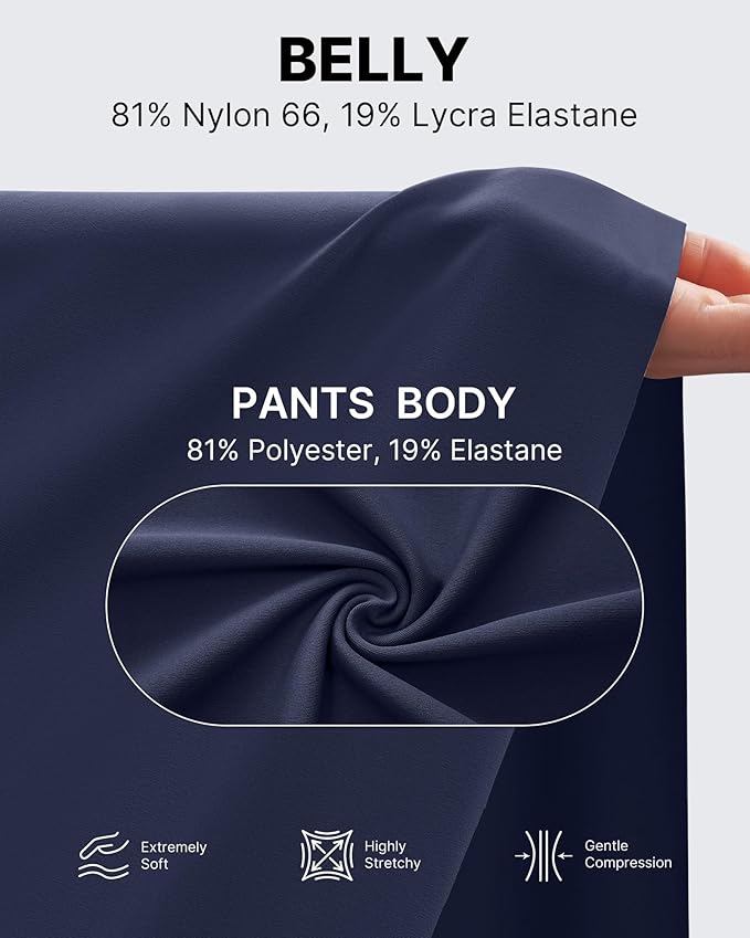 G4Free Maternity Dress Yoga Pants with Pockets Over The Belly Stretchy Work Slack Pregnancy Wide Leg Lounge Trousers
