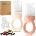 KeaBabies Baby Fruit Feeder 2pk - Silicone Baby Food Feeder for Babies 6-12 Months, Breast Milk Popsicle for Teething, Weaning, Freeze Frozen Solid Food, BPA-Free Infant Feeding Essential (Roseate)