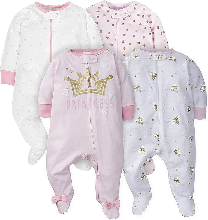 Gerber Baby Girls 4 Pack Sleep 'N Play Footie