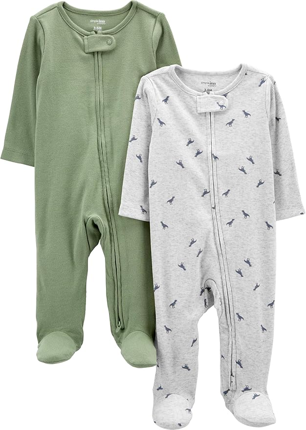 Simple Joys by Carter's unisex baby 2-pack 2-way Zip Textured Sleep and Play