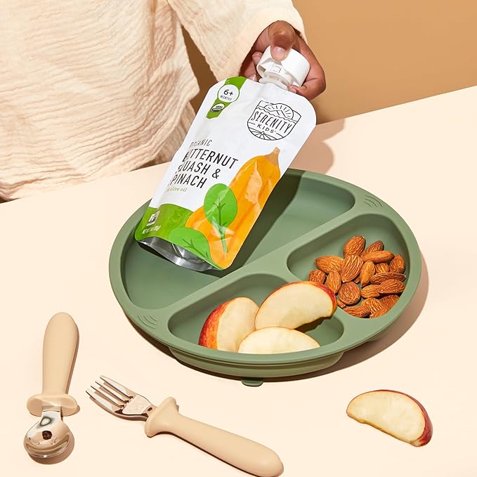 Serenity Kids 6+ Months Veggie Puree Baby Food Pouches - USDA Organic No Added Sugar - Butternut Squash & Spinach Blend - BPA & Allergen Free - 3.5 Oz, 6 Pack