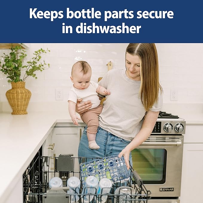 Dr. Brown's Dishwasher Basket for Small Baby Bottle Parts, Pacifiers, and Accessories, Clean, Store and Organize Newborn Essentials, BPA Free