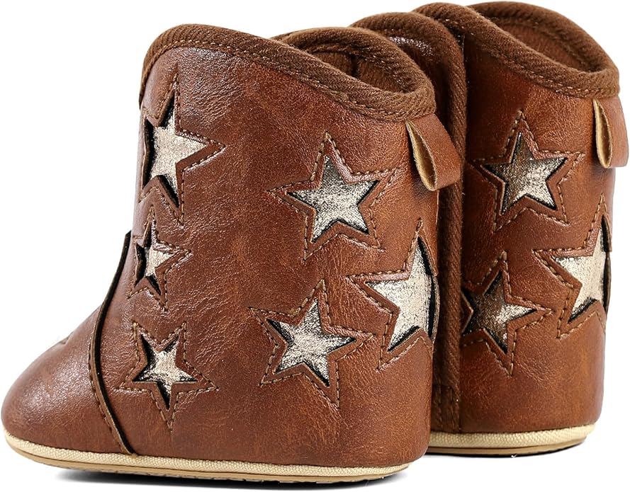 MK MATT KEELY Leather Western Boots Cowboy Bootie Soft Sole Non-Slip Crib Shoes for Baby Infant Toddler Girls Boys Newborn
