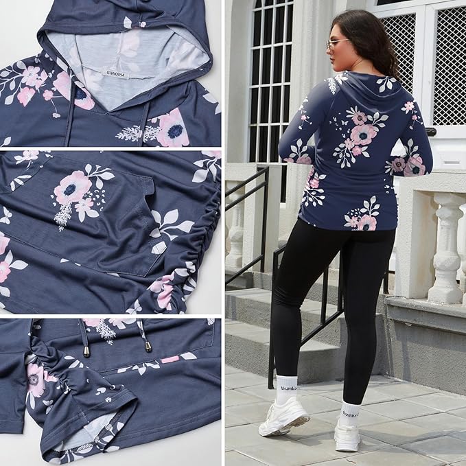 GINKANA Maternity Hoodie Long Sleeves Shirts Casual Maternity Top Pregnancy Sweatshirt Casual Clothes