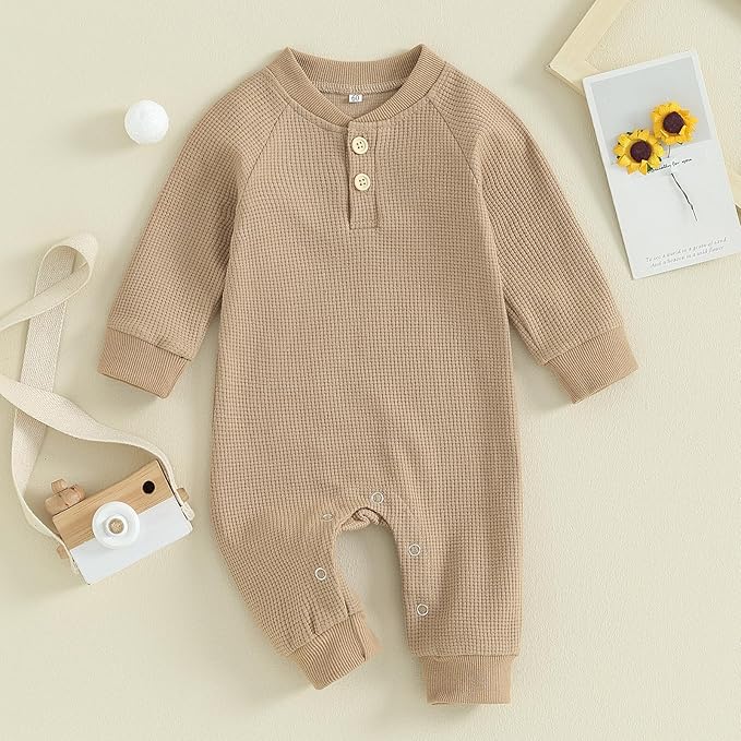 Kuriozud Newborn Infant Unisex Baby Boy Girl Clothes Button Romper Jumpsuit Basic One Piece Outfits